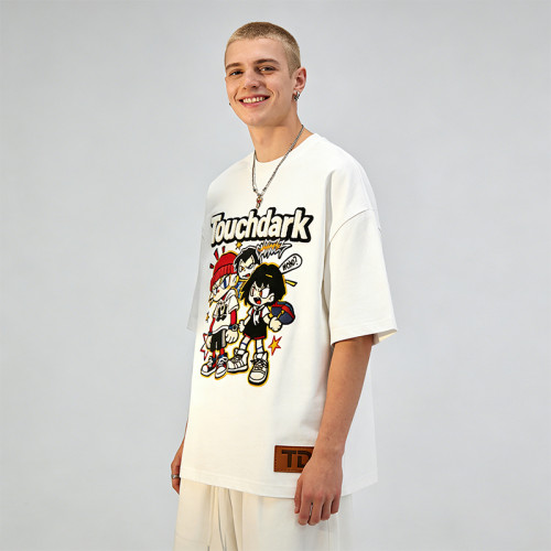 Custom Chenille Applique Patch Embroidered Anime T-shirt | Streetwear | 100% Cotton | Custom Streetwear