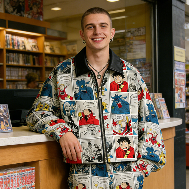 Anime Comic Digital Print Bomber Jacket
