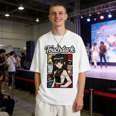 Anime Girl Applique T-Shirt | Retro Cartoon Graphic Tee | 100% Cotton Streetwear | Custom Streetwear