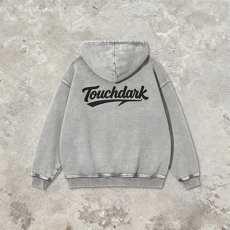 Washed Applique Embroidered Anime Hoodie