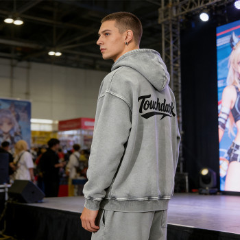 Washed Applique Embroidered Anime Hoodie | Oversized Hoodie | Custom Streetwear Manufacturer