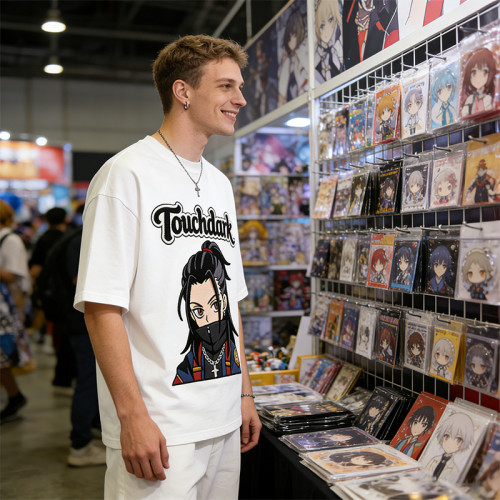 Anime Towel Embroidery T-Shirt | Oversized 100% Cotton Tee | Streetwear Manufacturer