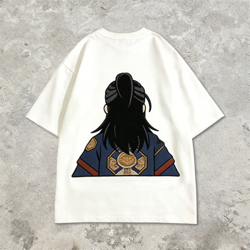 Anime Towel Embroidery T-Shirt | Oversized 100% Cotton Tee | Streetwear Manufacturer
