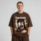 Washed Anime Samurai Digital Printing T-Shirt | Embroidered Sword Graphic | Streetwear Manufacturer