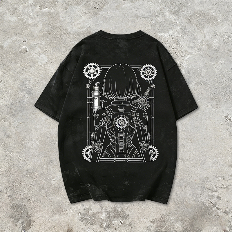 Washed Digital Print Screen Print T-Shirt