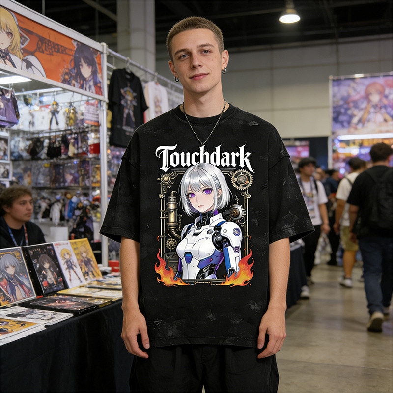 Washed Digital Print Screen Print T-Shirt