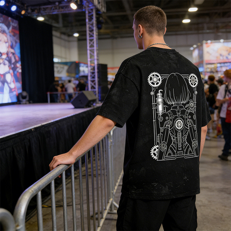 Washed Digital Print Screen Print T-Shirt