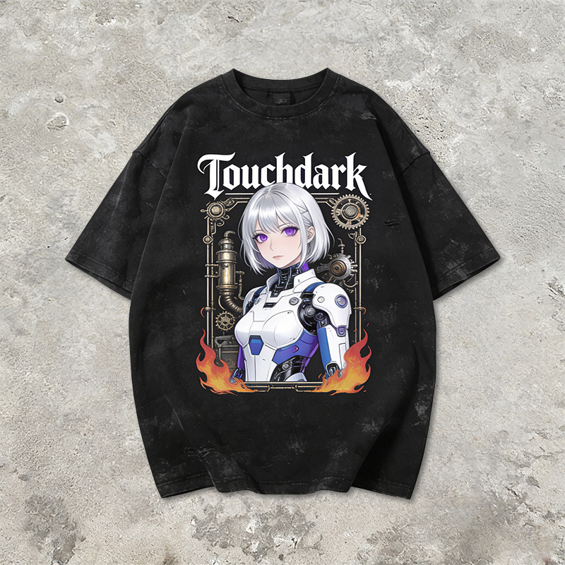 Washed Digital Print Screen Print T-Shirt