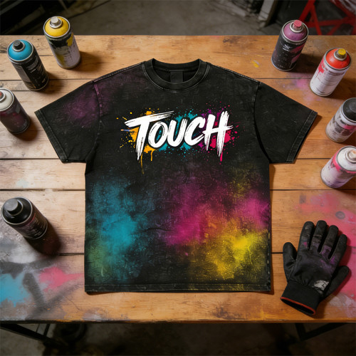 DIY Spray Dye Washed Black Graphic T-Shirt | 100% Cotton | Custom Streetwear Manufacturer