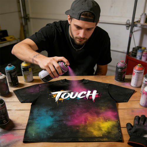 DIY Spray Dye Washed Black Graphic T-Shirt | 100% Cotton | Custom Streetwear Manufacturer
