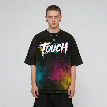 DIY Spray Dye Washed Black Graphic T-Shirt | 100% Cotton | Custom Streetwear Manufacturer