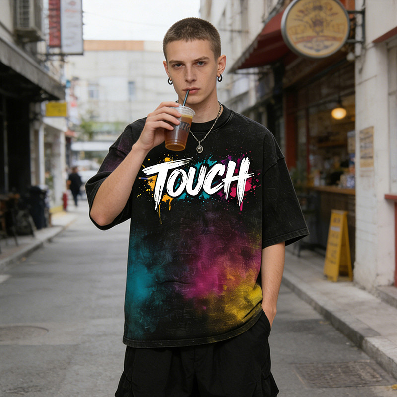 DIY Spray Dye Washed Black Graphic T-Shirt