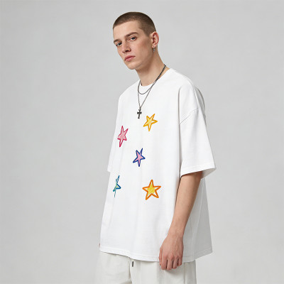 DIY Hand Painted T-Shirt | Custom Star Print | Oversized Cotton Tee | Custom Streetwear Manufacturer