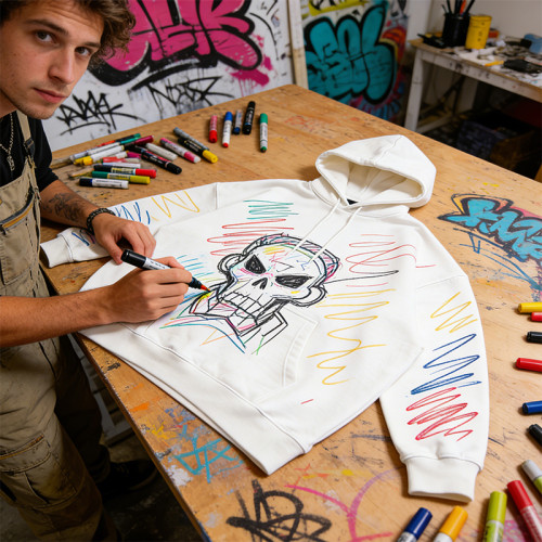 DIY Hand-Painted Hoodie | Custom Graffiti Streetwear | 100% Cotton | Streetwear Clothing Manufacturer