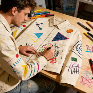 DIY Graffiti Art Canvas Jacket | 100% Cotton | Custom Graffiti Style | Clothing Manufacturer