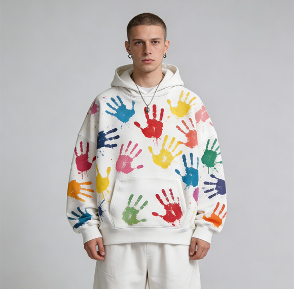 DIY Handprint Hoodie | Custom Graffiti Streetwear | Custom Streetwear Manufacturer