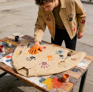 DIY Handprint Jacket | Custom Artisan Workwear | Streetwear Clothing Manufacturer