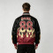 Flame Patchwork Applique Vintage Racing Jacket | Screen Printing | Satin Varsity Streetwear | Custom Streetwear Manufacturer