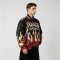 Flame Patchwork Applique Vintage Racing Jacket | Screen Printing | Satin Varsity Streetwear | Custom Streetwear Manufacturer