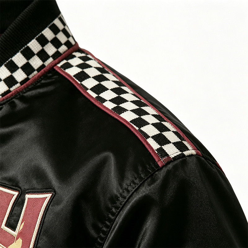 Flame Patchwork Applique Vintage Racing Jacket