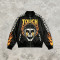 DTG Print Screen Printing Patchwork Racing Jacket | Vintage Skull Flame Streetwear | Custom Streetwear