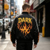DTG Print Screen Printing Patchwork Racing Jacket | Vintage Skull Flame Streetwear | Custom Streetwear