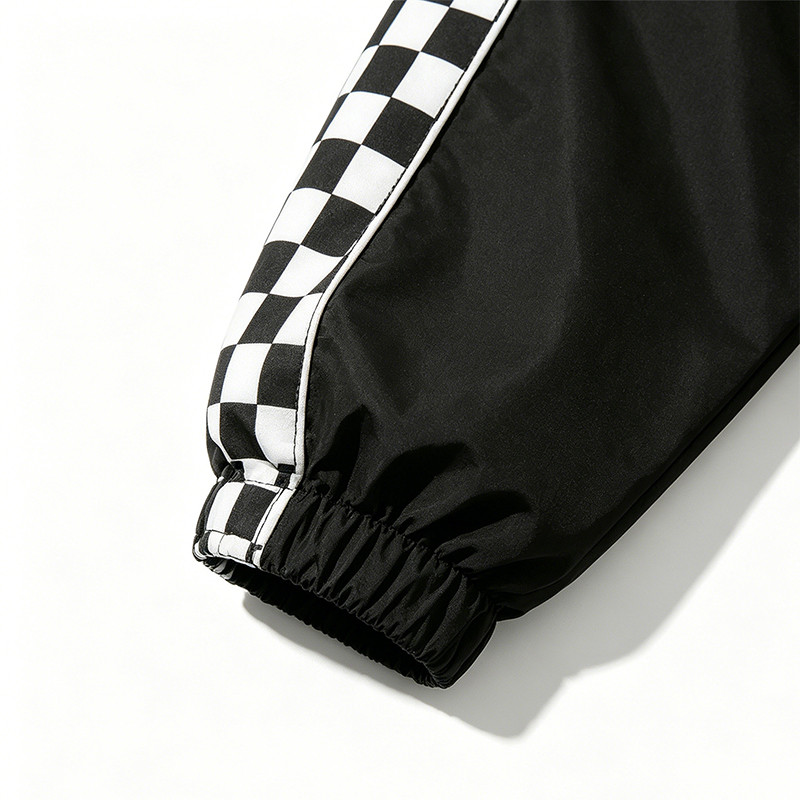DTG Print Patchwork Checkerboard Racing Jacket