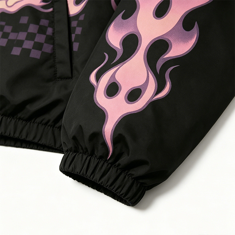 Digital Print Vintage Raing Flame Graphic Jacket