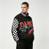 Digital Print and Screen Print Racing Jacket | Checkerboard Patchwork Vintage Racing Jacket | OEM Streetwear