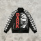 Screen Print and Checkerboard Patchwork Jacket | Vintage Racing Jacket | 100% Polyester | Streetwear Manufacturer