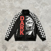 Screen Print and Checkerboard Patchwork Jacket | Vintage Racing Jacket | 100% Polyester | Streetwear Manufacturer