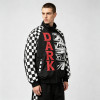 Screen Print and Checkerboard Patchwork Jacket | Vintage Racing Jacket | 100% Polyester | Streetwear Manufacturer