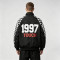 Screen Print and Checkerboard Patchwork Jacket | Vintage Racing Jacket | 100% Polyester | Streetwear Manufacturer
