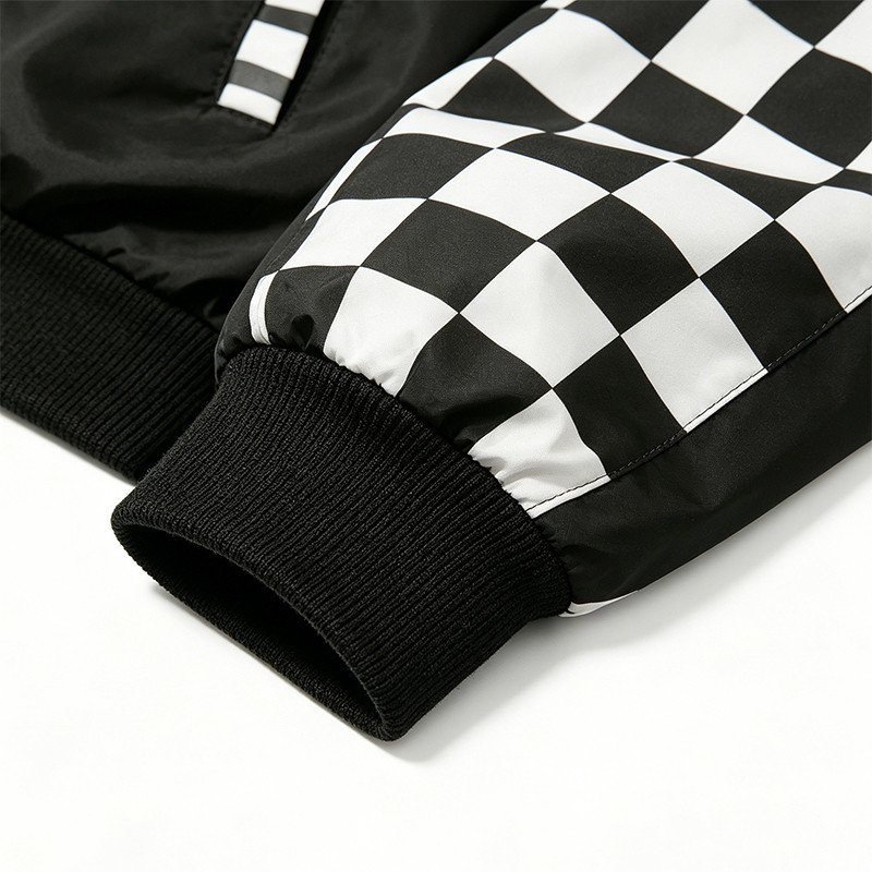 Screen Print and Checkerboard Patchwork Jacket
