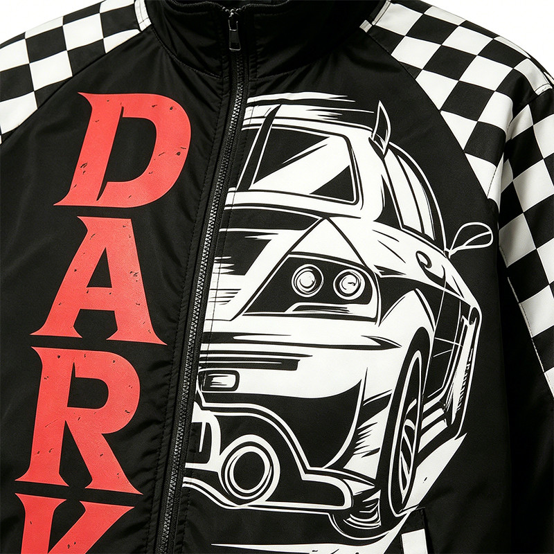 Screen Print and Checkerboard Patchwork Jacket