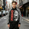 Screen Print and Checkerboard Patchwork Jacket | Vintage Racing Jacket | 100% Polyester | Streetwear Manufacturer