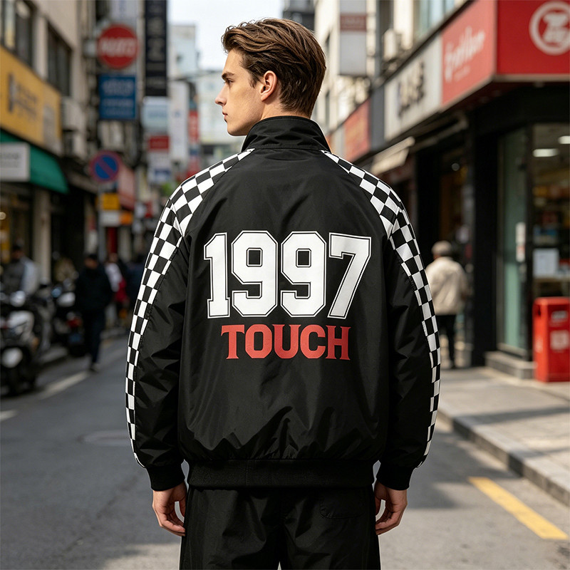 Screen Print and Checkerboard Patchwork Jacket