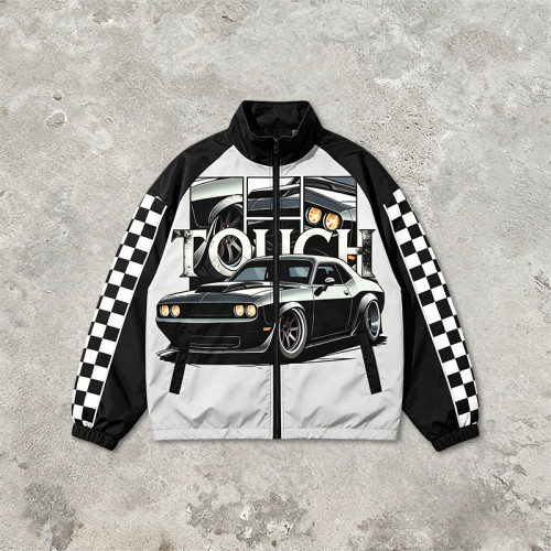 DTG Print Screen Print Patchwork Jacket | Vintage Racing Jacket | Streetwear Manufacturer