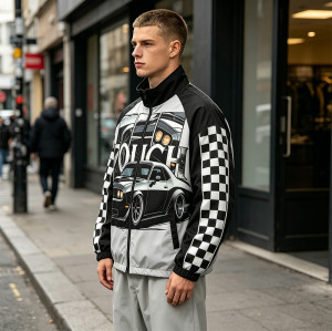 DTG Print Screen Print Patchwork Jacket | Vintage Racing Jacket | Streetwear Manufacturer