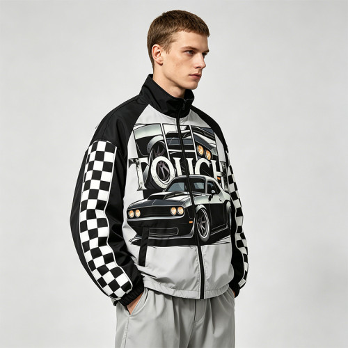 DTG Print Screen Print Patchwork Jacket | Vintage Racing Jacket | Streetwear Manufacturer