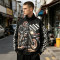 Applique Patchwork Print Vintage Biker Jacket | Retro Racing Streetwear | Clothing Manufacturer