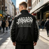 Applique Patchwork Print Vintage Biker Jacket | Retro Racing Streetwear | Clothing Manufacturer