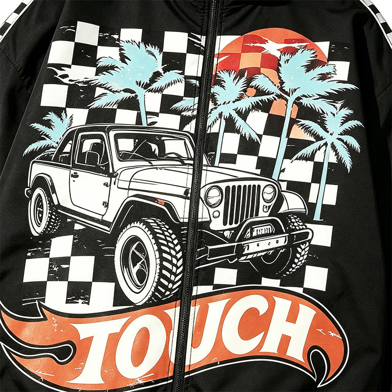 Printed Patchwork Racing Jacket