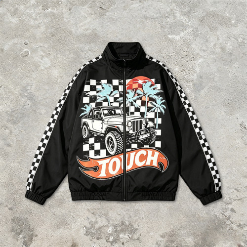 Printed Patchwork Racing Jacket | Vintage Streetwear | Y2K Style | Streetwear Manufacturer