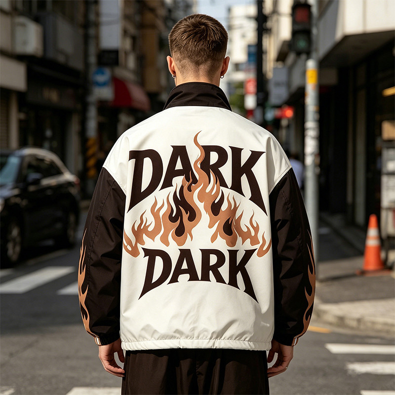 Patchwork DTG Print Vintage Biker Jacket
