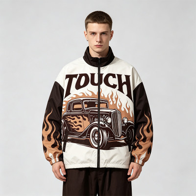 Patchwork DTG Print Vintage Biker Jacket | Y2K Racing Jacket | Custom Streetwear Manufacturer