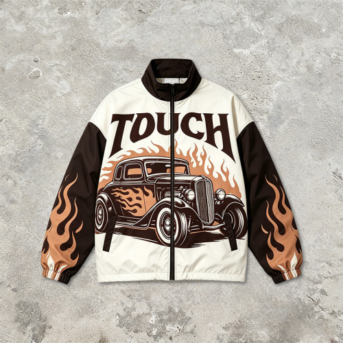 Patchwork DTG Print Vintage Biker Jacket | Y2K Racing Jacket | Custom Streetwear Manufacturer