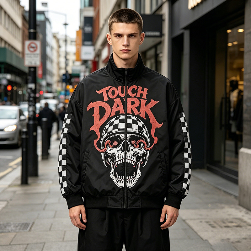 DTG and Screen Print 88 Skull Graphic Biker Jacket
