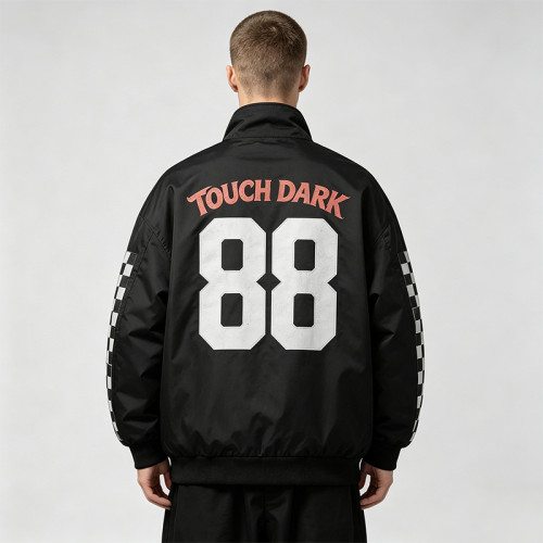 DTG and Screen Print 88 Skull Graphic Biker Jacket | Vintage Racing Streetwear | Clothing Manufacturer