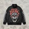 DTG and Screen Print 88 Skull Graphic Biker Jacket | Vintage Racing Streetwear | Clothing Manufacturer